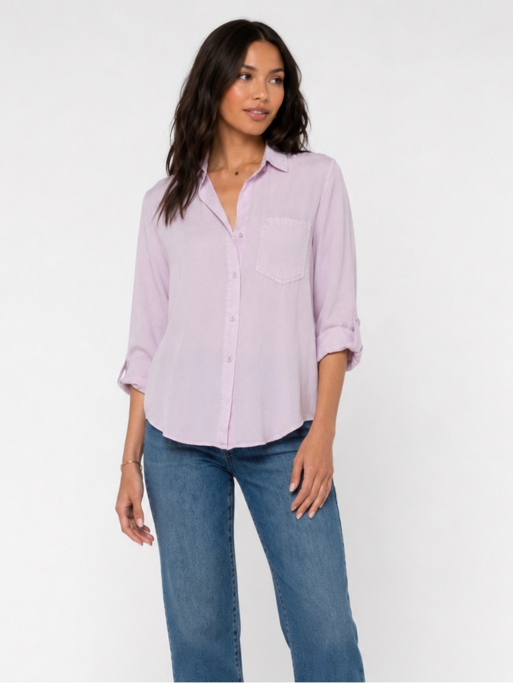 VELVET HEART Button down shirt in light purple, acid wash
